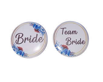 Bachelorette Party, Dark Red, Blue, Floral, 1.5", 2.25", Pinback Button, Bachelorette Pin, Bridal Party Favor, Pin, BW167