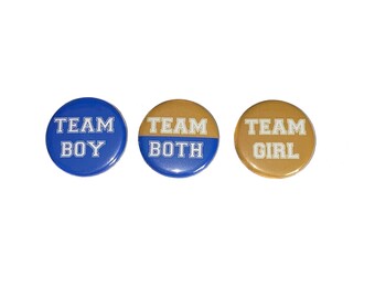 Gender Reveal, Twins, Royal Blue, Gold, 1.25", 1.5", 2.25", Pinback Button, Boy, Girl, Team Both, Twin Reveal, Vote, VB090, VB102, VB432