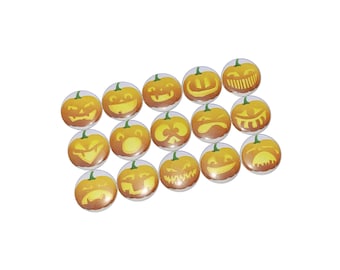Fall, Orange, Jack O' Lantern, 1", 1.25", Button, Pumpkin Face, Pumpkin Decor, Pumpkin Theme, Fall Decor, Flatback, Pinback, Pin, H007