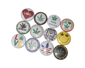 Marijuana, 1", 1.25", 1.5", 2.25", Button, Marijuana Theme, Cannabis, Weed, Flatback, Pinback, Pin, Badge, MJ003
