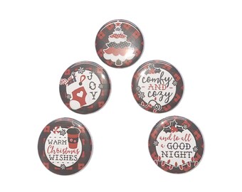 Christmas Magnet, Holiday , 1", 1.25", 1.5", 2.25", Button Magnet, Xmas, Christmas Tree, Red, Black, Christmas Theme, Xmas Party Favor, X011