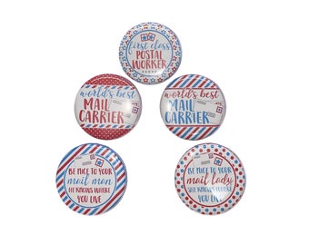 Mail Carrier Magnet, 1", 1.25", 1.5", 2.25", Button Magnet, Mail Lady Magnet, Mail Man Magnet, Mailman Theme, Mail Gift, Mail Carrier, PR006