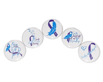 Suicide Awareness Magnet, 1.25", 1.5", 2.25", Button Magnet, Purple Teal Ribbon, Suicide, Suicide Awareness, MH003