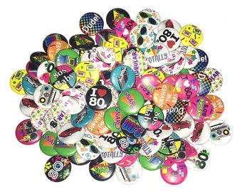 80's, 1980, 1", 1.25", 1.5", Button, 80s, 80s Party, 80's Party Favor, 80s Pin, 80s Pinback, 80's Flatback, 80s Birthday, 80s Decor, DC014