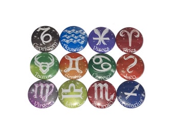 Zodiac Magnet, 1", 1.25", 1.5", 2.25", Button Magnet, Horoscope, Zodiac Decor, Horoscope Decor, Horoscope Magnet, Astrological Sign, ZP014
