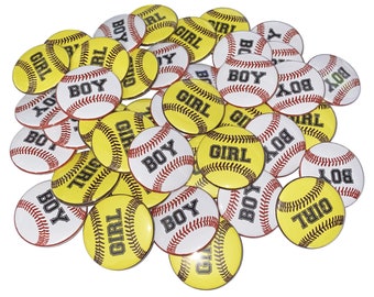 Gender Reveal, Softball, Baseball, 1.25", 1.5", 2.25", Pinback Button, Baby Shower, Baby Reveal, Reveal Shower, Boy or Girl, VB098, VB086