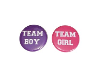 Gender Reveal, Pink, Purple, 1.25", 1.5", 2.25", Pinback Button, Baby Reveal, Baby Shower, Team Boy, Team Girl, Boy or Girl, VB114, VB092