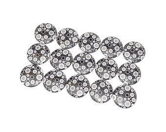Black and White Dots, 1", 1.25", Button, Black Decor, Black White Decor, Black Theme, Craft Supply, Flatback, Pinback, Pin, Badge, BK004