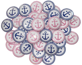 Gender Reveal, Nautical, Dark Blue, Pink, 1.25", 1.5", 2.25", Pinback Button, Anchor, Baby Reveal, Blue or Pink, Boy or Girl, VB280, VB296