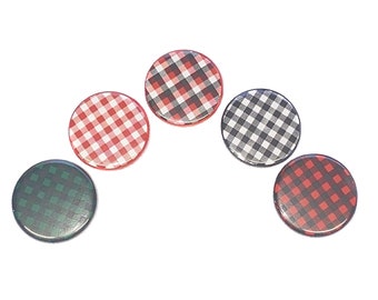 Plaid Magnet, 1", 1.25", 1.5", 2.25", Button Magnet, Black Decor, Red Decor, Plaid Decor, Plaid Pattern, Plaid Magnet, Magnet, BK028