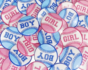 Gender Reveal, Baseball, 1.25", 1.5", 2.25", Pinback Button, Baby Shower, Pink, Blue, Baby Reveal, Baseball Reveal, Baby Vote, VB466, VB467