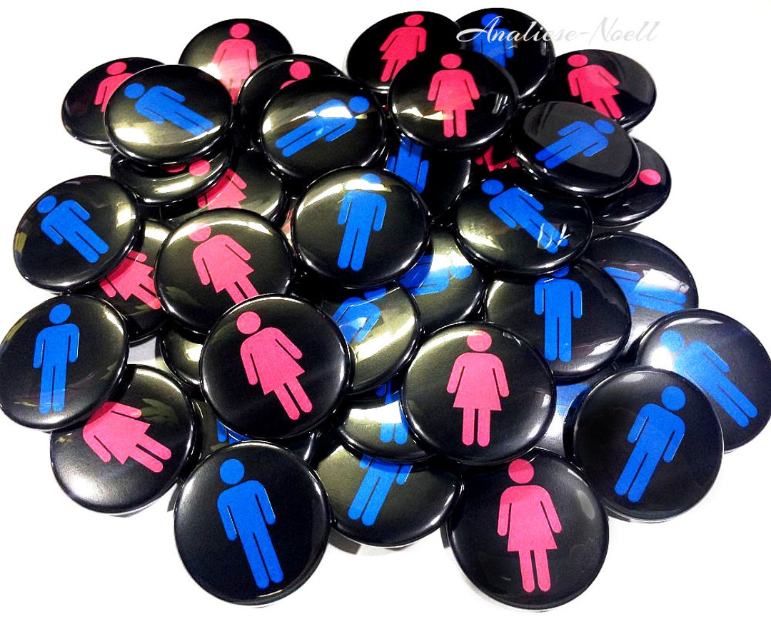 Gender Reveal, Boy Sign, Girl Sign, 1.25, 1.5, 2.25, Pinback Button, Restroom Sign, Baby Shower