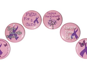 Lupus Awareness Magnet, 1", 1.25", 1.5", Button Magnet, Lupus Magnet, Lupus, Lupus Ribbon, Purple Ribbon, Purple Ribbon Theme, CA031