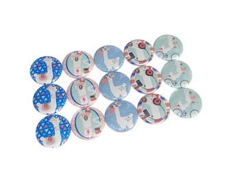 Llama, 1", 1.25", 1.5", 2.25", Button, Llama Decor, Llama Theme, Party Favor, Bike, Headphones, Glasses, Gift, Flatback, Pinback, Pin, A028