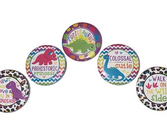 Dinosaur Magnet, 1", 1.25", 1.5", 2.25", Button Magnet, Birthday, Dinosaur, Party Favor, Apatosaurus, T rex, Stegosaurus, Triceratops, DU001