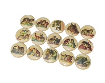 Cats, Victorian Cat, 1", 1.25", Button, Cat Decor, Cat Theme, Old Cat, Antique Cat, Party Favor, Kitten, Old, Flatback, Pinback, CT008