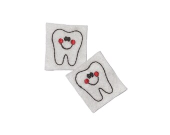 Tooth Felt, 2 Felts, Tooth Patch, Unfinished, Craft Supply, Dental, Dentist, Size 1 of 3, EMB046