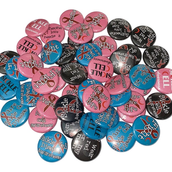 Sickle Cell Disease, 1", 1.25", 1.5", Button, Red Ribbon, Sickle Cell, Red Ribbon, Sickle Cell Theme, Blood, Flatback, Pinback, Pin, CA037