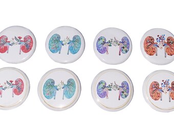 Kidney Magnet, 1", 1.25", 1.5", 2.25", Button Magnet, Kidney Theme, Kidney Decor, Kidney, Nephrology, Nephrology Theme, Renal, AE002