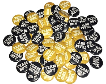 Gender Reveal, Gold, Black, 1.25", 1.5", 2.25", Pinback Button, Baby Reveal, Baby Shower, Girl or Boy, Team Boy, Team Girl, VB150, VB102