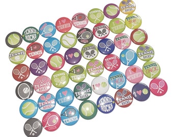 Tennis, 1", 1.25", Button, Tennis Theme, Tennis Decor, Party Favor, Girl's Tennis, Women's Tennis, Flatback, Pinback, Pin, Badge, SE005