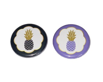 Pineapple, Gender Reveal, Baby Reveal, Black, Lavender, 1.25", 1.5", 2.25", Pinback Button, Baby Shower, Boy or Girl, Vote, VB476, VB479