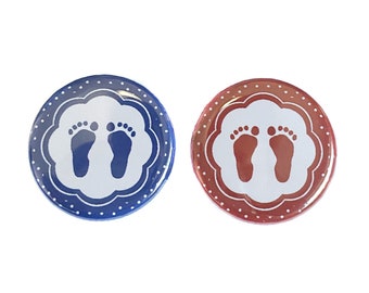 Baby Feet, Navy Blue, Dark Red, 1.25", 1.5", 2.25", Pinback Button, Girl or Boy, Pregnancy, Patriotic, Baby Reveal, Baby Vote, VB487, VB500