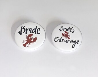 Bachelorette Pin, Crawfish, 1.5", 2.25", Pinback Button, Crayfish, Crawdad, Bridal Party, Bachelorette, South, New Orleans, BW155, BW159