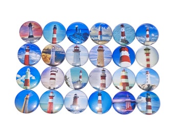 Light House Magnet, 1", 1.25", 1.5", 2.25", Button Magnet, Nautical, Ocean Transportation, Saftey, Light House Theme, Lighthouse, TS017