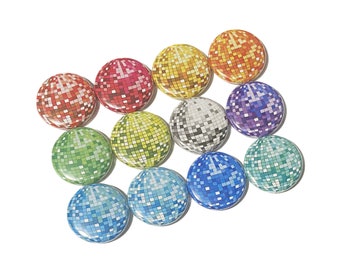 Disco Balls, 1", 1.25", 1.5", 2.25", Button, Disco Theme, Disco Birthday, Party Favor, 70s Button, 70s Party, Flatback, Pinback, Pin, DC004