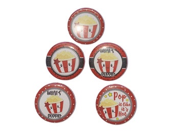Popcorn Magnet, 1", 1.25", 1.5", Button Magnet, Popcorn, Popcorn Theme, Popcorn Decor, Popcorn Birthday, Party Favor, Popcorn Gift, FD039