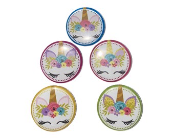 Unicorn Face, 1", 1.25", Button, Unicorn Button, Unicorn Party Favor, Unicorn Pin, Unicorn Flatback, Unicorn Gift, Unicorn Birthday, MC005