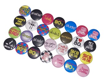 80s, 1", 1.25", 1.5", 2.25", Button, 80s Theme, 80s Party, 80s Party Favor, 80s Pin, 80s Pinback, 80s Flatback, 80s Birthday, Decades, DC007