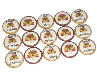 Turkey, 1", 1.25", Button, Thanksgiving Theme, Turkey Decor, Party Favor, Thanksgiving, Turkey Day, November, Flatback, Pinback, Pin, TG001