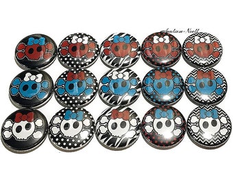 Skull Magnet, 1", 1.25", Button Magnet, Skull Theme, Skull Decor, Cute Skull, Pirate Theme, Pirate Magnet, Party Favor, Skull Gift, PK003