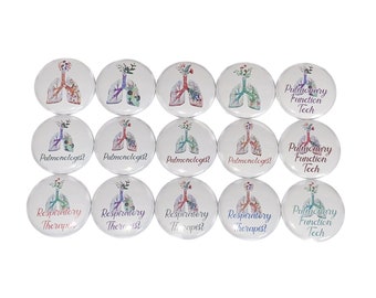 Respiratory Therapist, RT Magnet, 1", 1.25", 1.5", 2.25", Button Magnet, Pulmonologist, PFT, Pulmonary Function Tech, Lungs, RT, RT004