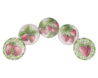 Strawberry Magnet, 1", 1.25", 1.5", 2.25", Button Magnet, Strawberry Theme, Strawberry Decor, Strawberry, Party Favor, Strawberry, FD045