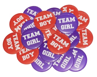 Gender Reveal, Red, Purple, 1.25", 1.5", 2.25", Pinback Button, Baby Reveal, Red Team Boy, Purple Team Girl, Boy or Girl, Vote, VB155, VB122