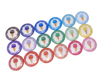 Ice Cream, 1", 1.25", 1.5", 2.25", Button, Ice Cream Theme, Ice Cream Decor, Ice Cream Gift, Ice Cream Flatback, Ice Cream Pinback, FD052