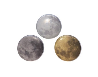 Moon Magnet, 1", 1.25", Button Magnet, Moon Theme, Harvest Moon, Grey Moon, Brown Moon, White Moon, Full Moon, Solar System, Galaxy, ZP002