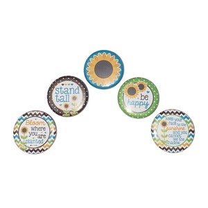 Sunflower, Imperfect, 1.25&quot; Pinback Button, 5 Buttons, Ready to Ship, PF009