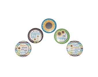 Sunflower, Imperfect, 1.25" Pinback Button, 5 Buttons, Ready to Ship, PF009