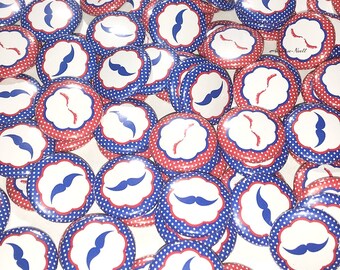 Gender Reveal, Lashes, Staches, Red, Blue, 1.25", 1.5", 2.25", Pinback Button, Holiday, Independence Day, Reveal, Patriotic, VB180, VB267