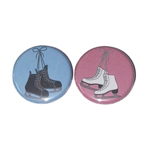 Gender Reveal, Hockey Skates Ice Skates, 1.25&quot;, 1.5&quot;, 2.25&quot;, Pinback Button, Baby Shower, Baby Reveal, Skates, Baby Vote, VB395, VB226