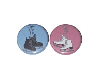 Gender Reveal, Hockey Skates Ice Skates, 1.25", 1.5", 2.25", Pinback Button, Baby Shower, Baby Reveal, Skates, Baby Vote, VB395, VB226