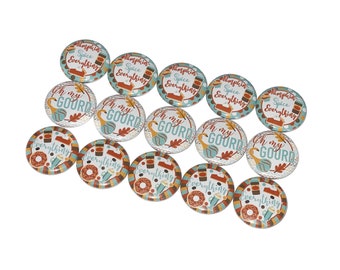 Pumpkin Magnet, Fall Food, 1", 1.25", 1.5", 2.25", Button Magnet, Fall Theme, Spice, Fall Donut, Gourd, Pumpkin, Latte, Fall Decor, FD025