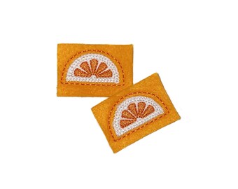 Orange Felt, 2 Felts, Citrus, Orange, Unfinished, Craft Supply, Orange Fruit, Orange Patch, Citrus Patch, Size 1 of 2 , EMB037