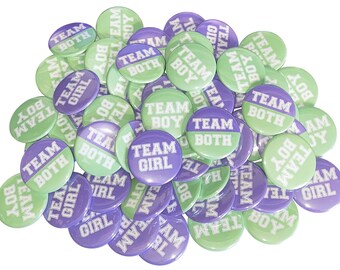 Gender Reveal, Twins, Lavender, Mint, 1.25", 1.5", 2.25", Pinback Button, Team Both, Reveal, Twin Reveal, Spring, Vote, VB125, VB111, VB453