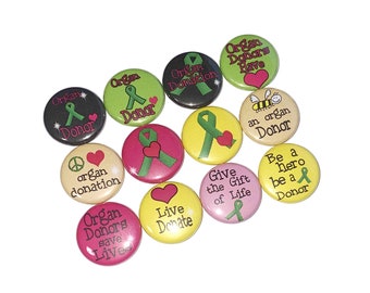 Organ Donor, Green Ribbon, 1", 1.25", 1.5", Button, Green Ribbon Theme, Organ Donor Theme, Organ Donor Ribbon, Flatback, Pinback, CA048