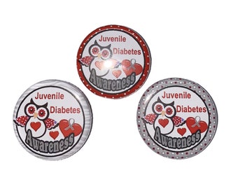 Juvenile Diabetes Magnet, 1", 1.25", Button Magnet, Diabetes Awareness, Diabetes Theme, Diabetes Decor, Grey Ribbon, Gray Ribbon, CB003